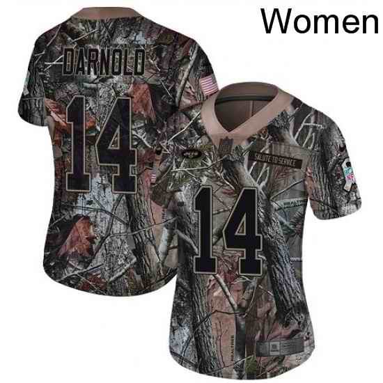 Womens Nike New York Jets 14 Sam Darnold Limited Camo Rush Realtree NFL Jersey